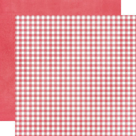 Simple Vintage Spring Garden - Simple Stories - 12"x12" Double-sided Patterned Paper - Radish Gingham