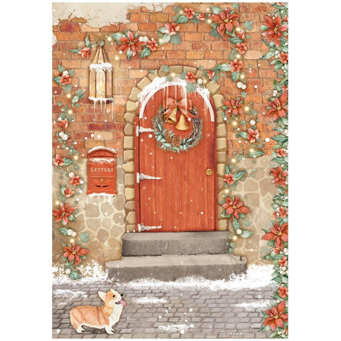 All Around Christmas - Stamperia - A4 Rice Paper - Red Door (9113)
