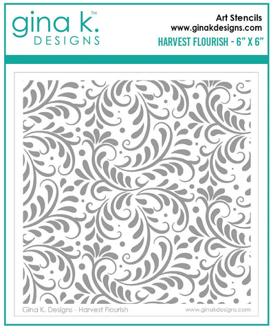 Gina K - 6"x6" STENCIL- Harvest Flourish