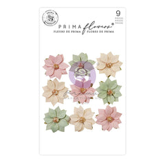 Christmas Market - Prima Marketing - Mulberry Paper Flowers 9/pkg - Santa Sweet (7801)