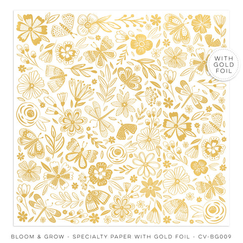 Bloom & Grow - Cocoa Vanilla - 12"x12" Specialty Paper with Gold Foil (0407)
