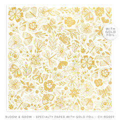 Bloom & Grow - Cocoa Vanilla - 12"x12" Specialty Paper with Gold Foil (0407)