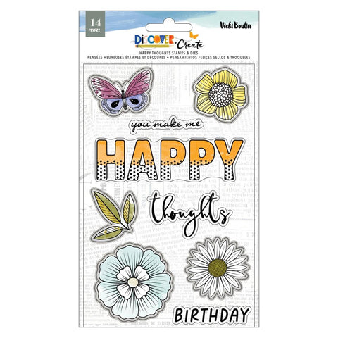 Discover + Create - Vicki Boutin - Stamp And Die Set - Happy Thoughts (5887)
