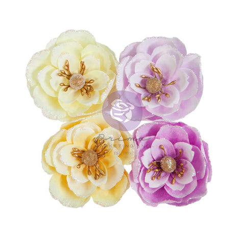 In Full Bloom - Prima Marketing - Paper Flowers 4/Pkg -  Sun Kissed Calm (0214)