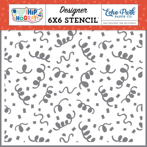 Hip Hip Hooray - Echo Park - Stencil 6"X6" - Swirly Confetti