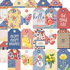 Simple Vintage Linen Market - Simple Stories - Double-Sided Cardstock 12"X12" - Tag Elements