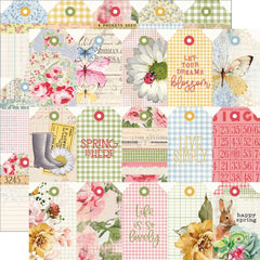 Simple Vintage Spring Garden - Simple Stories - 12"x12" Double-sided Patterned Paper - Tag Elements