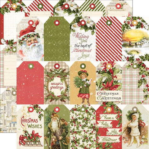 Simple Vintage Yuletide -Simple Stories - Double-Sided Cardstock 12"X12" - Tag Elements