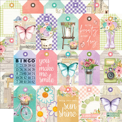 Simple Vintage Flower Shoppe - Simple Stories - 12"x12" Patterned Paper - Tag Elements