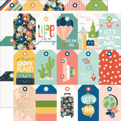 Pack Your Bags - Simple Stories - Double-Sided Cardstock 12"X12" - Tags Elements
