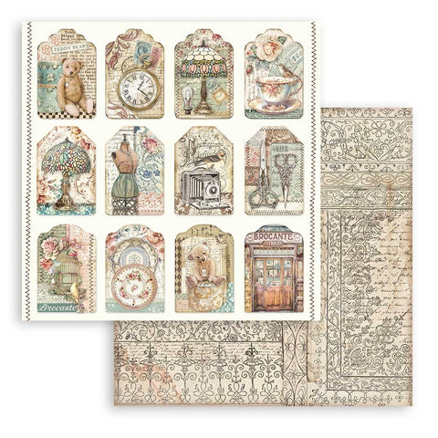 Brocante Antiques - Stamperia - 12"X12" Patterned Paper - Tags (3332)