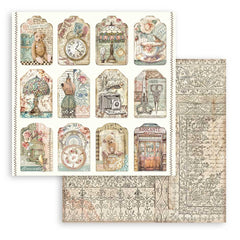 Brocante Antiques - Stamperia - 12"X12" Patterned Paper - Tags (3332)