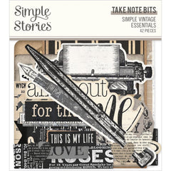 Simple Vintage Essentials - Simple Stories - Bits & Pieces Die-Cuts 42/Pkg - Take Note (3003)