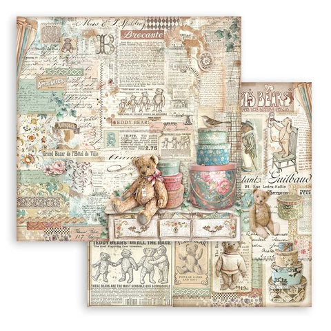 Brocante Antiques - Stamperia - 12"X12" Patterned Paper - Teddy Bear (3318)