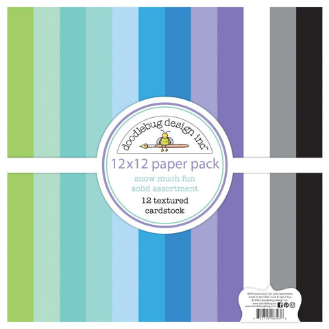 Snow Much Fun - Doodlebug - Double-Sided Paper Pack 12"X12" 12/Pkg - Textured (3936)