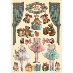 The Nutcracker - Stamperia - A5 Colored Wooden Shape - The Nutcracker Ballet And Teddy (7163)