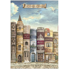 Vintage Library  - Stamperia - Rice Paper Sheet A4 - The World Of Book (7379)