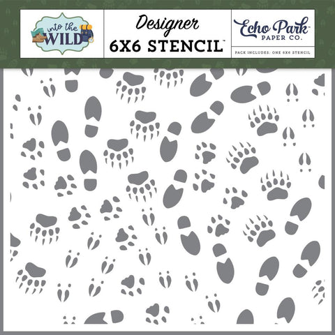 Into The Wild - Echo Park - Stencil 6"X6" - Trail Tracks
