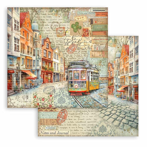 Art of Travelling - Stamperia - Double-Sided Cardstock 12"X12" - Tram (038)