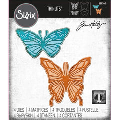 Tim Holtz/Sizzix - Thinlits Dies 4/Pkg - Vault Scribbly Butterfly