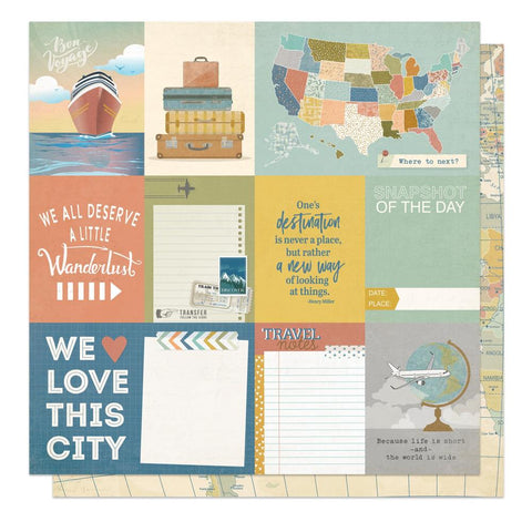 Travelogue - PhotoPlay - Double-Sided Cardstock 12"x12" - Wanderlust