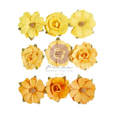 In Full Bloom - Prima Marketing - Paper Flowers 9/Pkg - Warm Sunshine (8594)