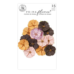 Twilight - Prima Marketing - Mulberry Paper Flowers 15/pkg - Witches Brew (7870)