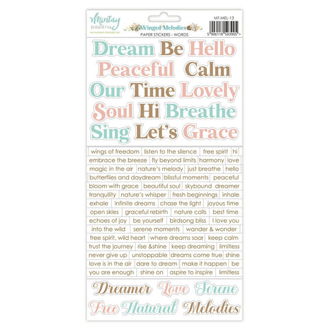 Winged Melodies - Mintay Papers - 6"x12" Paper Stickers - Words