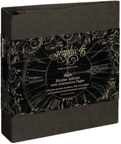 Graphic45 - Binder Album with Interactive Pages - Black (7202)
