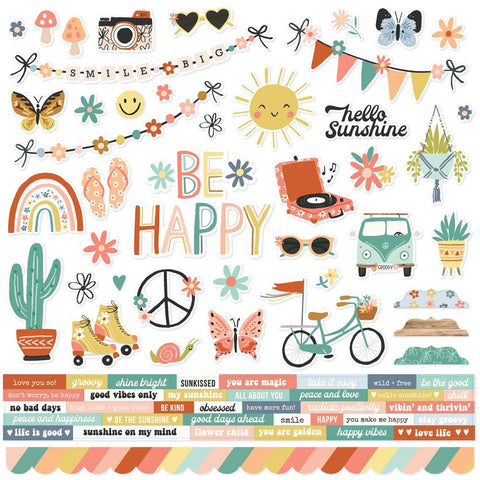 Boho Sunshine - Simple Stories - Cardstock Stickers 12"X12" - Combo