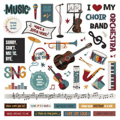 Music Notes - PhotoPlay - Cardstock Stickers 12"X12" - Elements