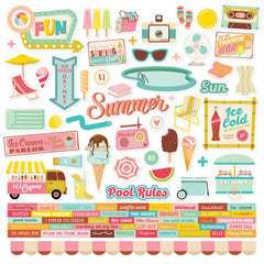 Retro Summer - Simple Stories - Cardstock Stickers 12"X12" - Combo