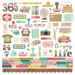 Noteworthy - Simple Stories - Cardstock Stickers 12"X12" - Combo