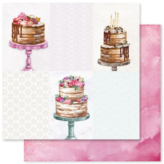Cake Time - Paper Rose- 12"x12" Patterned Paper - Paper D