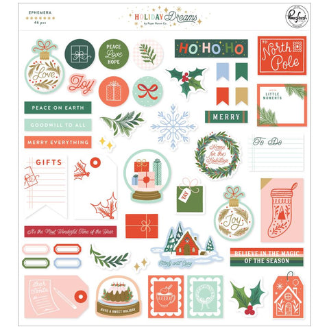 Holiday Dreams - PinkFresh Studios - Cardstock Die-Cuts Ephemera Pack 46/Pkg - Ephemera (2141)