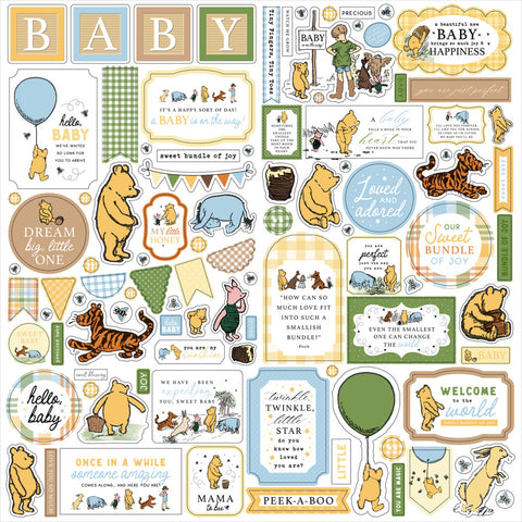 Winnie the Pooh Baby - Echo Park - 12"x12" Cardstock Sticker - Elements