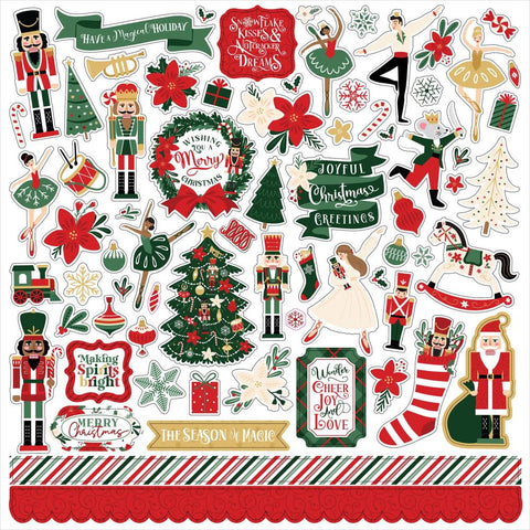 Nutcracker Christmas - Echo Park - Cardstock Stickers 12"X12" - Elements