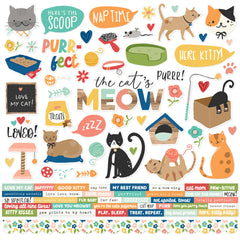 Fur Baby Cat - Simple Stories - 12"x12" Cardstock Sticker Sheet - Combo