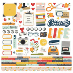 For the Record - Simple Stories - 12"x12" Cardstock Stickers - Elements