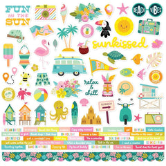 Just Beachy - Simple Stories - 12"X12" Cardstock Stickers - Elements