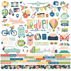 Pack Your Bags - Simple Stories - 12"X12" Cardstock Stickers - Combo