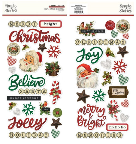 Simple Vintage Dear Santa - Simple Stories - Foam Stickers 47/Pkg