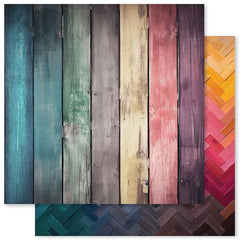 Rainbow Wood - Paper Rose - Double-sided 12"x12" Patterned Paper - Paper F