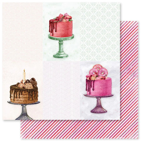 Cake Time - Paper Rose- 12"x12" Patterned Paper - Paper F