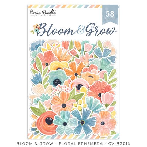 Bloom & Grow - Cocoa Vanilla - Die Cut Ephemera - Floral (0452)