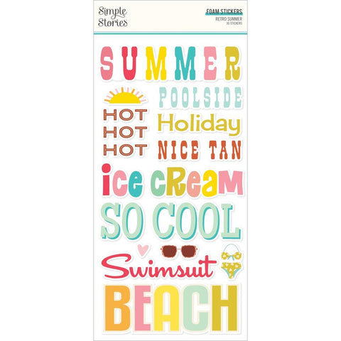 Retro Summer - Simple Stories - Foam Stickers 30/Pkg