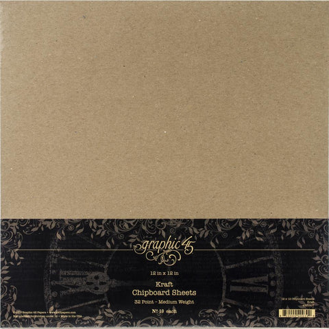 Graphic 45 -  Staples Chipboard 12"X12" 10/Pkg - Kraft (0399)