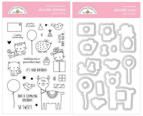 Hey Cupcake - Doodlebug - Doodle Stamp & Die Set - Party Animal
