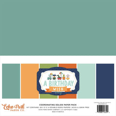 A Birthday Wish (BOY) - Echo Park - Double-Sided Solid Cardstock 12"X12" 6/Pkg - Solids