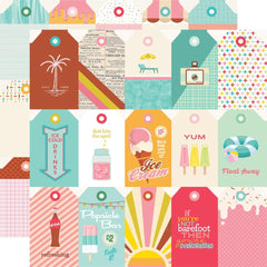 Retro Summer - Simple Stories - Double-Sided Cardstock 12"X12" -  Tag Elements